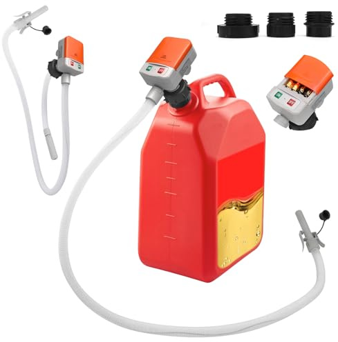 Bomba de Trasiego de Combustible con Sensor de Parada Automática, Opaltool Bomba de Combustible Eléctrica Portátil de 2,4 GPM con Adaptador de 3 Tamaños para Gasolina, Diesel, Aceite