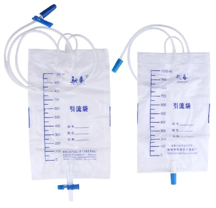 Bolsos de colección de la orina del PVC del bolso de la pierna del catéter del bolso 1000ml del drenaje urinario de 6 piezas con las válvulas de mercado