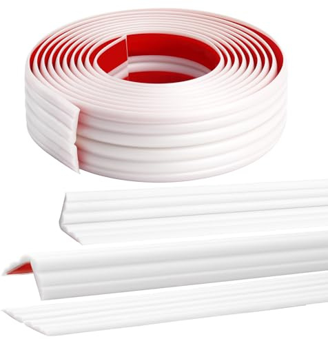FAKILO Wall Corner Protector Corner Guard Peel and Stick Molding Trim Inside & Outside Moulding Self Adhesive Trim Strip for Wall Edge Ceiling Baseboard Furniture Edge, 40mm x 3m, White