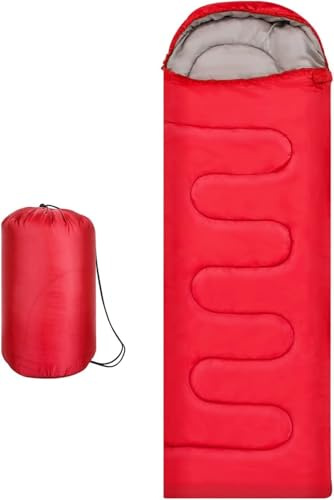 M.J COMFY-LIFE Sleeping Bag 200g Cotton Fill, Comfort 5°C to 15°C Red