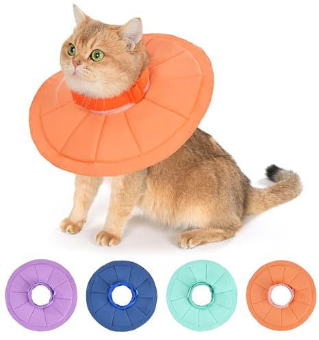 Avont Anti-Slickande Halsband för Katt, Bekvämt och Smidigt Katt-Halsband, Månformad Halsband för Katt mot Huvud-Klådning, Justerbart och Vikbart Återhämtnings-Puffer Halsband - Orange (M)