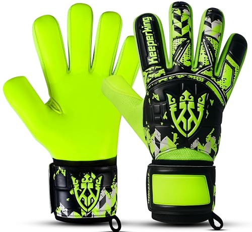 Keeperking Guanti da portiere per adulti, bambini, ragazzi, con e senza protezione per le dita, rimovibili, 4 mm, diverse dimensioni e colore unisex