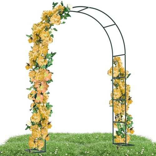 Suusolny Arche de jardin en métal pour plantes grimpantes - Arche en métal autoportante - Support de plantes - Treillis pour plantes grimpantes - Décoration de jardin - Vert foncé
