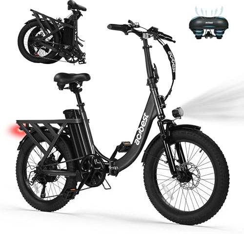 LYNKRIDE Mars Electric Bike for Adults, 20'' Fat Tire Folding Ebike with Peak 1200W Motor, 7 Speed 28MPH, 48V 499Wh Removable Battery Max Range 55 Miles, Foldable Electric Bicycle,Black