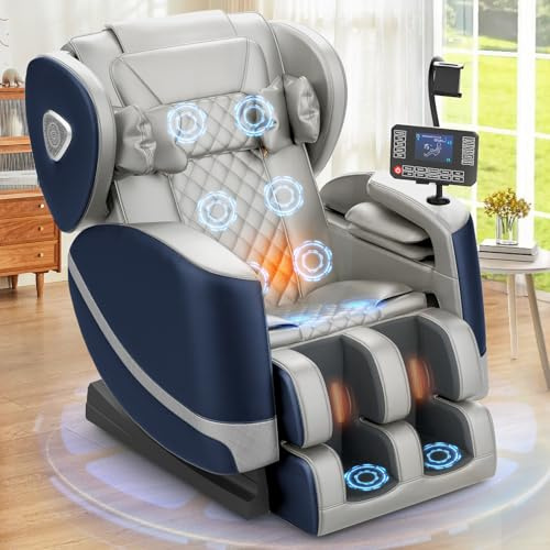 FURNIMAT Massagesessel Ganzkörper, Zero Gravity Relaxsessel Massagestühle mit Taillen- und Beinheizung, Komfort-Airbags, Fußrollen, 10 Massagerollen, Bluetooth-Lautsprecher, Fernbedienung