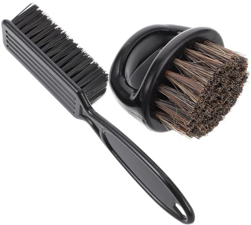 KAJNBN Herren Nackenduster Pinsel Satz aus Kunststoff mit Weichen Borsten für Komfortables Styling und Saubere Haarlinien bei Haarschnitten und Haarstyling Schwarz