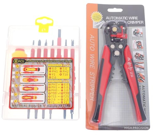 SOESFOUFU Juego de Tenaza Pelacables y Destornilladores para Electricistas Mango Ergonómico y Acero de Aleación para Herramientas de Reparación Profesionales Color Aleatorio
