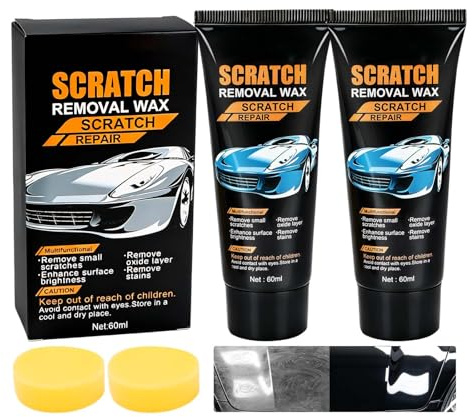 Kratzer Entferner Auto, 2 Stück Auto Kratzer Entferner Car Scratch Remover Wax,Autopolitur Kratzer Entfernen,120ML Lack Reparatur Polieren Paste mit Schwamm,3 In1 Tiefen Autopolitur Kratzer Entfernen