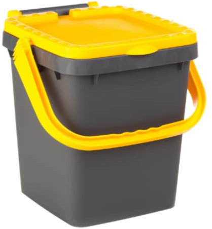 Ecoplast | Pattumiera per Raccolta Differenziata 20 Lt, Bidone Spazzatura in Plastica Riciclata, Giallo, 34,5x34,5x34,5, Made in Italy