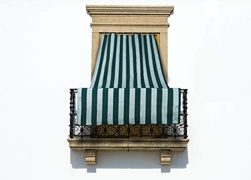 SOFFICIOSO Tenda da Sole per Esterni con Anelli per Terrazzo Modello Riga Larga 145x300 Verde
