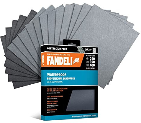 Fandeli | Waterproof Sandpaper | For Car Polishing, Wooden Furniture Sanding and Metal Sanding | Water Resistant (Assorted Grits (220, 320, 400))