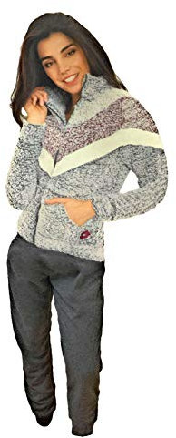 Lotto Tuta Donna in Pile Con Zip Intera, Sherpa, Casa, Invernale (3031 Grigio, L)
