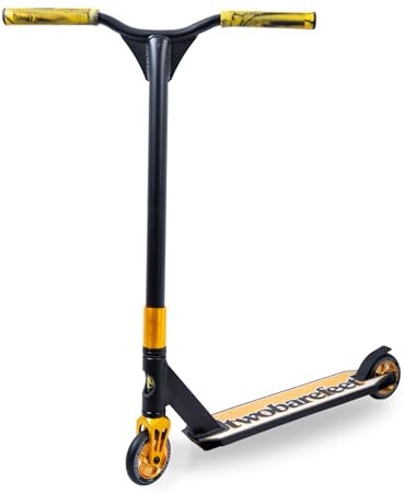 Two Bare Feet Metropolis & Terra Firma Model Stunt Scooter for Kids, Teens & Adults - Durable Freestyle Scooters with ABEC-9 Bearings, 360° Spin, 100mm Wheels (Metropolis Black/Gold)