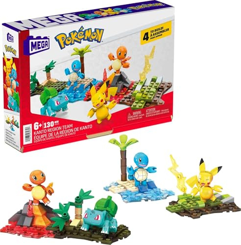 MEGA Pokémon Action Figure Building Toys Set, Kanto Region Team With 130 Pieces, 4 Poseable Characters, Gift Ideas For Kids