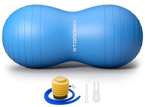 STOROMO Peanut Ball, Anti-Burst Exercise Ball for Pregnancy, Yoga & Core Training (31.5x15.7inch (80x40cm)，Blue‎)