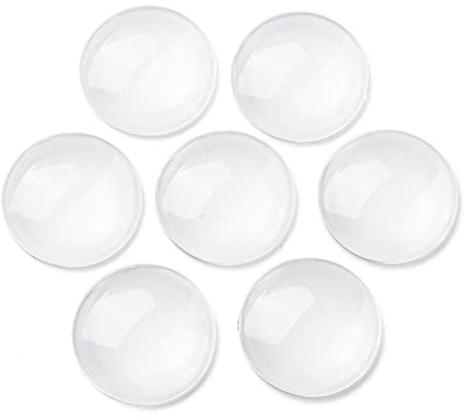 beadsvision Glas Cabochons 40mm rund klar durchsichtig 50 Stück | Rückseite flach, Kuppel transparent
