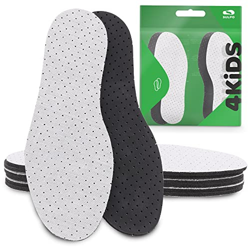 SULPO Aktivkohle Einlegesohlen gegen Schweißfüße Schuheinlagen Grau - 4 Paare Größe 28-35 (34)