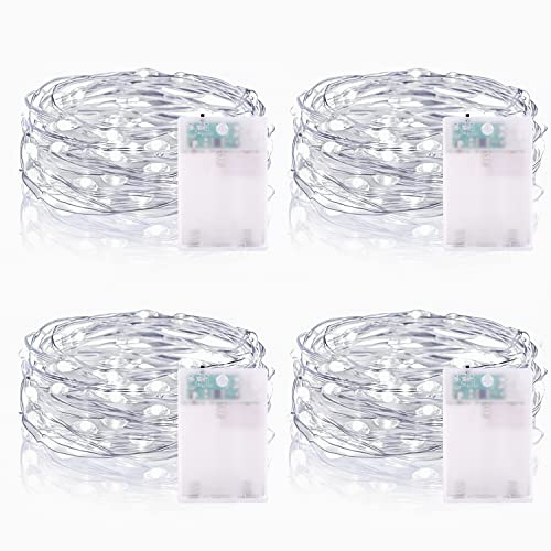 Vacoulery Lichterketten Batterie Timer [4 Pack], 2M 20 LED Lichterkette Batterie Wasserdichte Lichterketten für Zimmer Weihnachten Halloween Hochzeit Deko