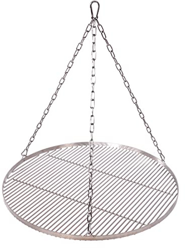 Grillrost Ø 80 cm mit Kette Edelstahl 6 mm Grillstabdicke/Stababstand 10 mm für Schwenkgrill BBQ Dreibein
