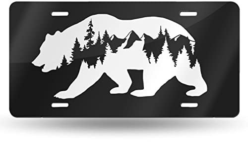 Placa de matrícula delantera para senderismo, oso, montañas, caravana, placas de matrícula para la parte delantera del coche, etiqueta de tocador, placa de matrícula delantera decorativa de metal d