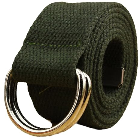 Doppelring-Canvas-Gürtel Für Herren, Verstellbarer Doppelring-Gürtel Aus Nylon-Canvas, Mit Metall-Halbring-Schnalle, Langlebig Und Stabil, Ohne Löcher, Geeignet Für Outdoor-Reisen, Rot, 120 CM