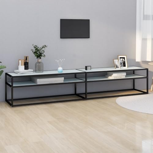 Fernseh Sideboard Hängeschrank Fernsehtisch TV-Schrank Weiß Marmor-Optik 220x40x40,5 cm Hartglas