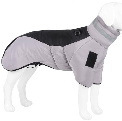 FANSU Grosse Hunde Hundemantel mit Ärmeln Hundemantel für Mittelgroßer Hunde Winter Hundemantel Warme Hundejacke Haustier Jacken Wattierte Kleidung (6XL,Schwarz Grau)