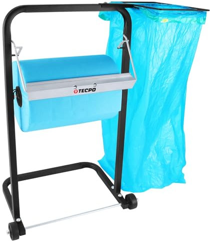 TECPO Papierrollenständer mit Müllsackhalterung Papierollenhalter Abroller Bodenständer Müllsackhalterung