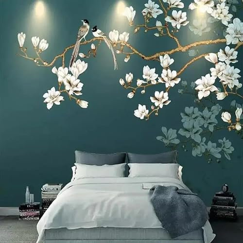 TANYANG Papier Peint Photo Personnalisé 3D Stéréo Fleurs Oiseau Paysage Peintures Murales Salon Chambre Des Personnes Âgées Papiers Peints Classiques Pour Murs Décor 3 D 430Cm(W)×300Cm(H)