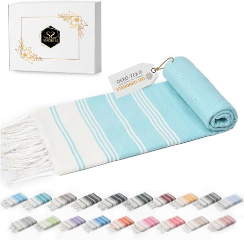 Sandrella Telo da hammam, da donna e da uomo, grande, 100 x 200 cm, in cotone, colore: turchese