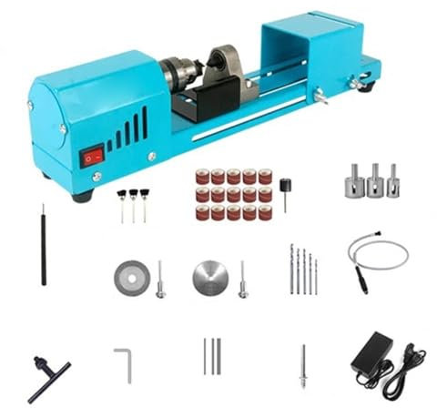 Mini tour à bois 150 W, tour à perles miniature, meulage, polissage, outil de travail du bois, perceuse, outil rotatif 12 V/24 V(Set 2)