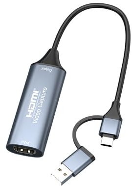 F.QYNing Scheda di acquisizione video USB 2.0, acquisizione video da HDMI a USB/Typle-C HDMI, registrazione streaming video audio 4K 1080P compatibile con Switch/PS4/PS5/Pro Xbox/TV Stick