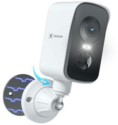 COCOCAM Portátil Magnética 4G Camara Vigilancia Sim Inalámbrico 2K Exterior/Interior para RV/Camping/Viajar,300°P, Batería 10000Ahm, PIR&Detección Humana por IA,IP66, Tarjeta SIM Integrada (SIN WiFi)