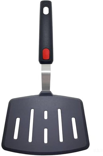 Silicone Spatula Turner, Heat Resistant Pancake Spatulas for Nonstick Cookware Pan, Wide Slotted Cooking Spatula for Frying Omelette, Egg, Fish and Kitchen Use, Thin Flexible Dishwasher Safe, Black