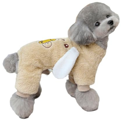Hundepullover für Kleine Hunde Fleece Warm Weich Welpen Sweater Hunde Bekleidung Haustier Chihuahua Katzen Kleidung Winter Warmes Sweatshirt 4-Beine Jumpsuit Pyjamas,Braun,M