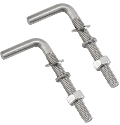 Conjunto de pernos roscados en forma de L (2 piezas) M12x150mm de acero inoxidable 304, pernos de anclaje cuadrados para fundaciones, tornillos en forma de gancho para colgar