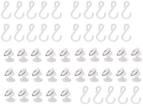 Rodillo portador con ganchos para riel de cortina adhesivo (juego de 25)