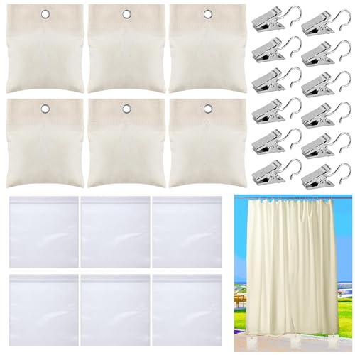 GmwyCzV 6 Piezas Paquete Pesas para Cortinas, Bolsa de Peso Portátil para Exteriores, Pesos para Cortinas de Exterior Colgante, para Exteriores Pérgola, Cortina, Ducha, Cabaña, Jardín