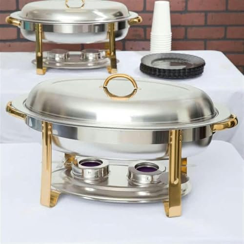 JKJZSALJ Set mit Rechaud für Buffet, Tablett aus Edelstahl, Set mit Stövchen für Buffet für Buffet, 6 Pints