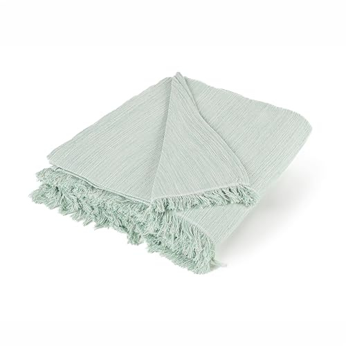 Pure Confort - Colcha Multiusos Modelo BRUMA, Plaid para Sofá o Cama, Cubresofá, Cubrecama (Verde Agua, 140x190)