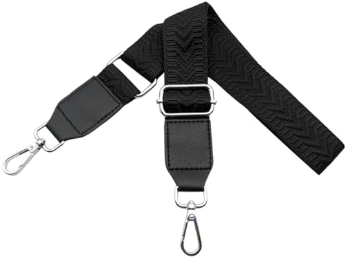 Omxyinma Taschengurte zum Wechseln Schultergurt für Taschen Breit 3.8 cm mit Silber Karabiner Handtaschengurte Leder Schulterriemen für Handtaschen Damen, Umhängetasche, Schwarz, U2-01