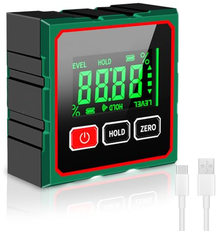 Digitaler Winkelmesser Neigungsmesser mit LCD Display, IP54 Wasserdicht, 0,1° Genauigkeit, 1 seitiger Magnet, Digitale Wasserwaage Winkelmesser Digital für Holzarbeiten, Bau Heimwerker
