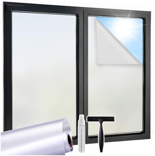 Lifetree Fensterfolie Blickdicht Sichtschutz Milchglasfolie, 90x200cm Set | Sichtschutzfolie fenster innen Statisch Haftend UV-Schutz Beidseitiger Sichtschutz ohne Klebstoff Dekorfolie Für Zuhause Büro