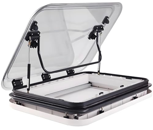 RV Caravan Roof Vent Kit with LED Skylight, 31.5 x 19.7, 70° Aluminum Alloy Gas Lift Spring, Easy Installation for RVs & Campers, Ventilation Accessory