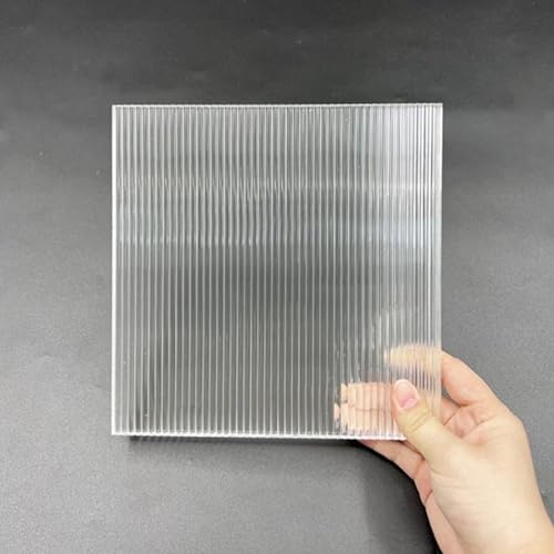 Akrylfärgad vågformad rippelskiva, fyrkantig akrylskiva, klar, texturerad, flera storlekar, 5 mm (vågformad rippel, 100x100 mm)(Thick Sripe,300x300mm)