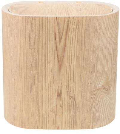 MUELODSIC Papelera Estrecha para Baño y Oficina con Tapa a Presión Higiénica, Cubo de Basura de Plástico Beige Adecuado para Cocina y Espacios Reducidos