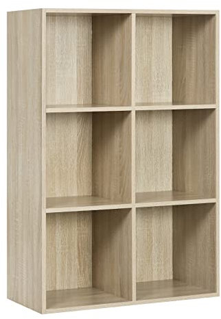 WOLTU Bücherregal Bücherschrank Standregal Würfelregal Aufbewahrungregal Raumteiler Büroregal Aktenschrank 6 Fächer 29x89x59,6 cm(BxHxL) SK002hei3