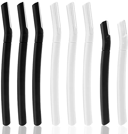 Sunuly Eyebrow Razor, Dermaplane Face Razors for Women Facial Hair, Eyebrow Shaver(8 Count), Peach Fuzz Removal, Dermaplaner to Exfoliate and Refresh the Skin (White, Black)