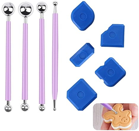 ANROI Kit d'outil de spatule à 9 pièces, de Joints en Silicone pour Salle de Bain et Cuisine - Idéal pour la réparation des Joints de carrelage (Violet)