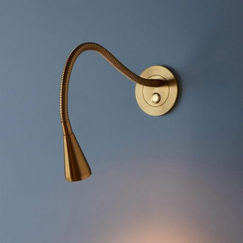 NNOVAT Gold LED Bedside Wall Light with Flexible Gooseneck, Modern Bedroom Headboard Reading Lamp 3000K